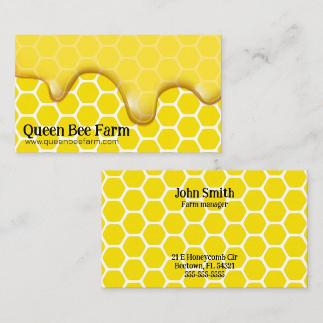 Carte De Visite Apiariste apiculteur de miel abeille ferme (Devant / Derrière)