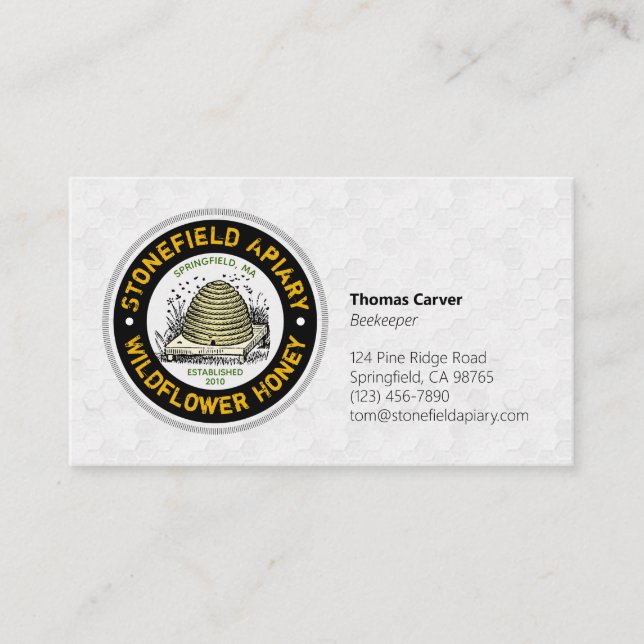 Carte De Visite Apiary Name White Honeypeb (Devant)