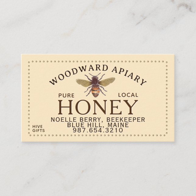 Carte de visite apiculteur Apiary Honeycomb et abe (Devant)