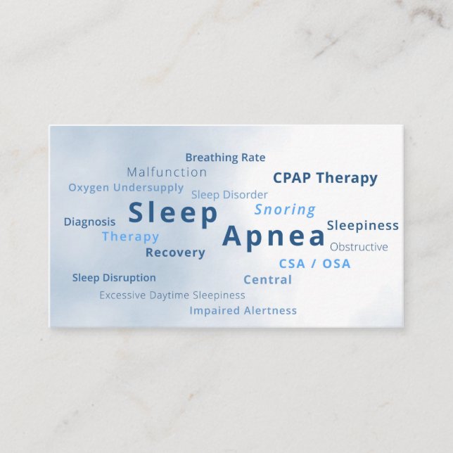 Carte De Visite Apnée de sommeil machine à poche thérapie CSA OSA (Devant)
