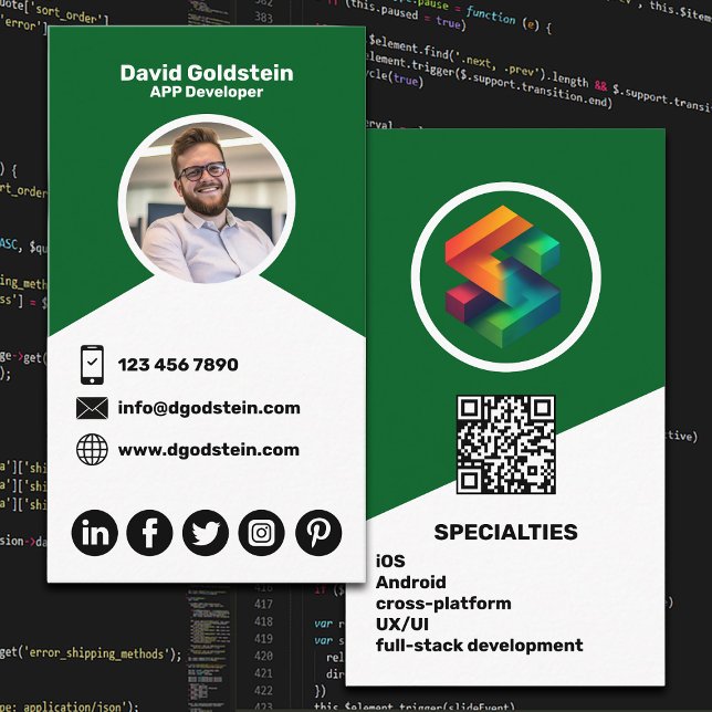 Carte De Visite App Developer - Green (Créateur téléchargé)