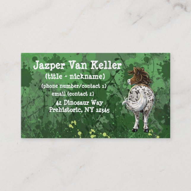 Carte De Visite Appaloosa Peint Pony (Devant)