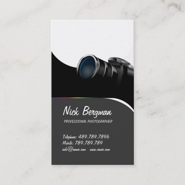 Carte De Visite Appareil-photo professionnel de noir de (Devant)