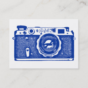 Carte De Visite Appareil photo russe - Bleu marine sur blanc
