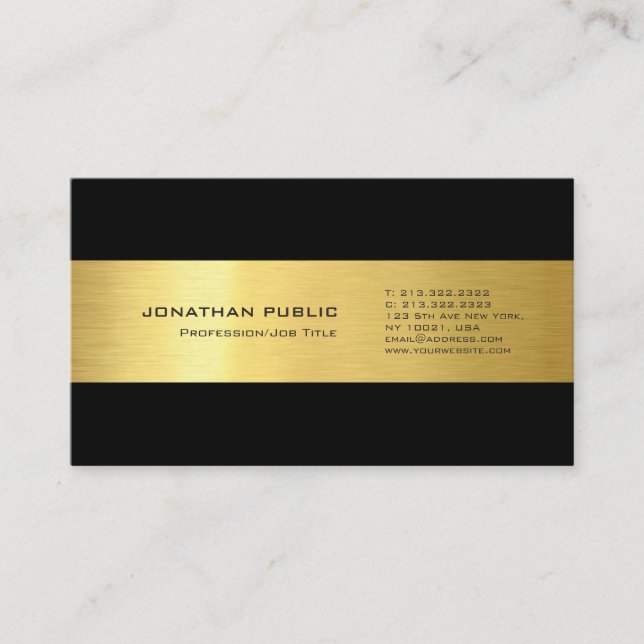 Carte De Visite Apparence en or noir professionnel moderne élégant (Devant)