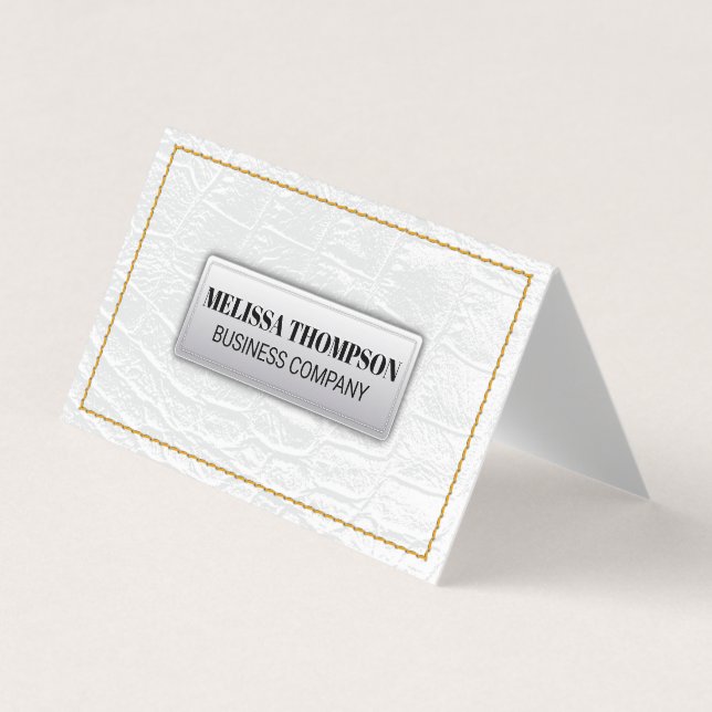 Carte De Visite Apparences jaunes | Texture en cuir blanc (Devant)