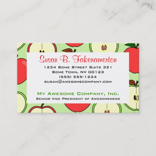 Carte De Visite Apple demi-verte et rouge (Devant)