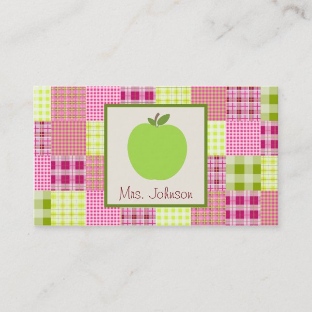Carte De Visite Apple et Madras verts ont inspiré le professeur de (Devant)