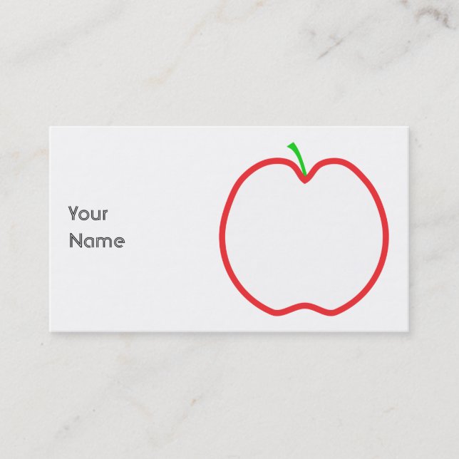 Carte De Visite Apple rouge décrivent. Centre blanc, tige verte (Devant)