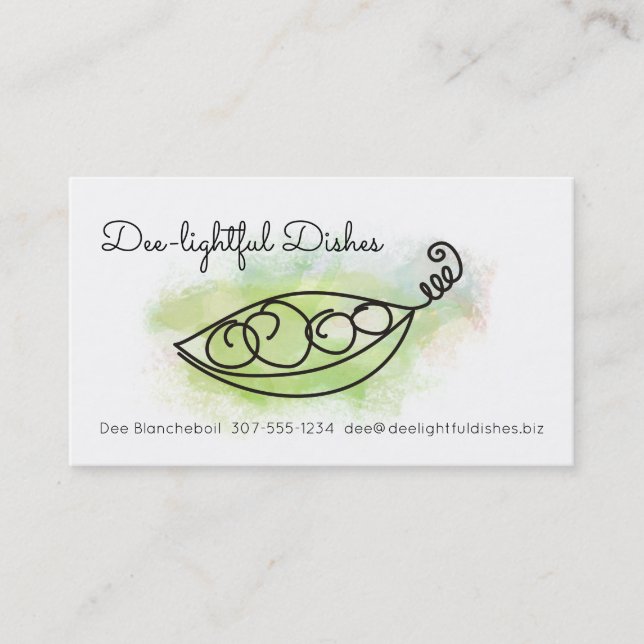 Carte De Visite Approvisionnement de chef d'aquarelle de pois de (Devant)