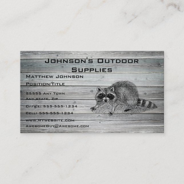 Carte De Visite Approvisionnement extérieur de Racoon en bois (Devant)