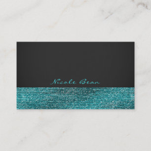 Carte De Visite Aqua Bleu & Gris Moderne Glam Paillettes Élégant C