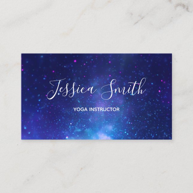 Carte De Visite Aqua Blue Galactic Center Yoga Instructeur (Devant)