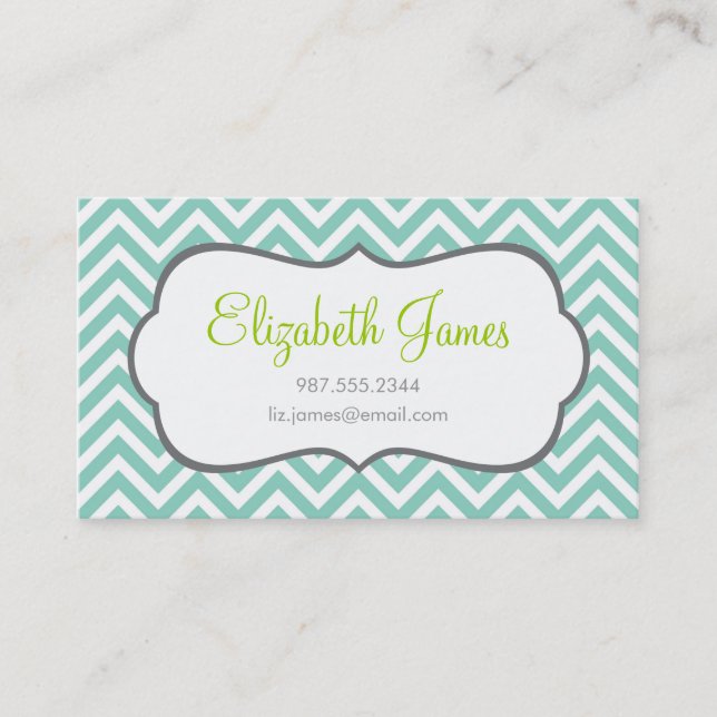 Carte De Visite Aqua Chevron (Devant)