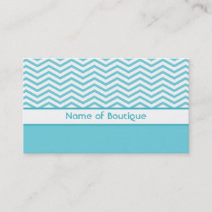 Carte De Visite Aqua de boutique de mode et chevrons blancs