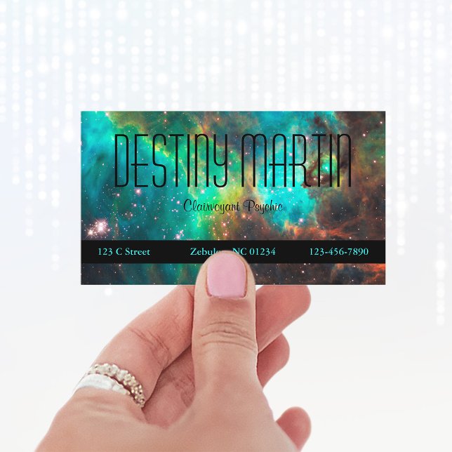 Carte De Visite Aqua et Black Celestial Métaphysique (Create your own celestial business cards.)