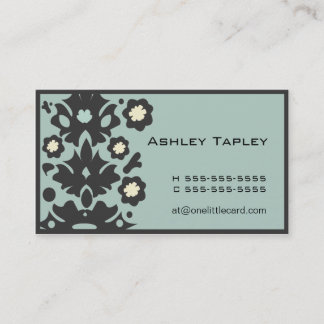Carte De Visite Aqua et flower power noir