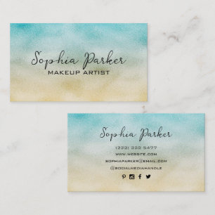 Carte De Visite Aqua et Gold Ombre Foil
