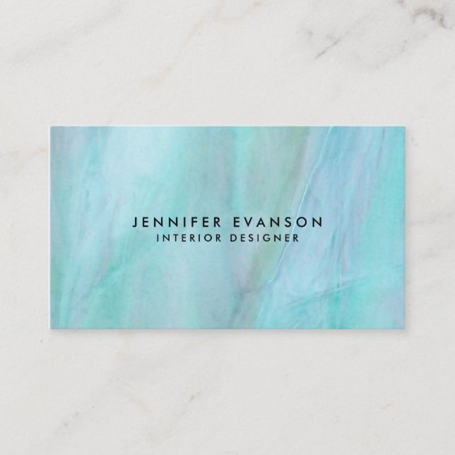 Carte De Visite Aqua Faux Motif d'aquarelle en verre tendu (Devant)
