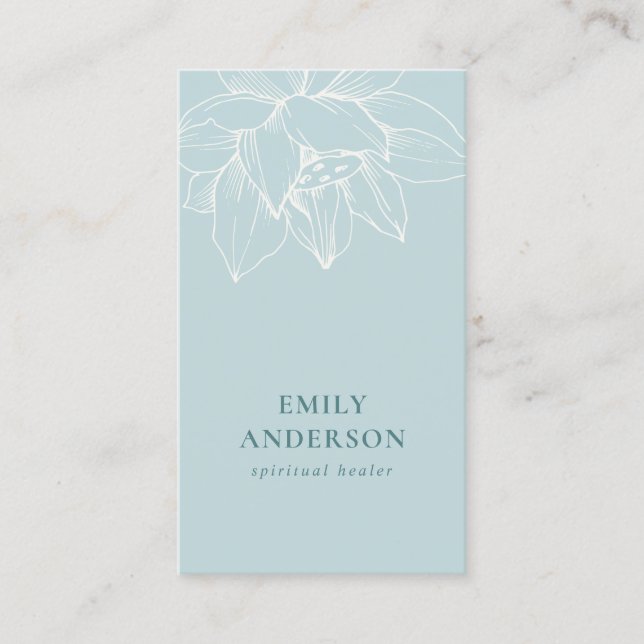 CARTE DE VISITE AQUA TURQUOISE BLUE LOTUS SIMPLE REIKI SPIRITUEL H (Devant)