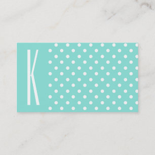 Carte De Visite Aqua Turquoise & Pois blancs