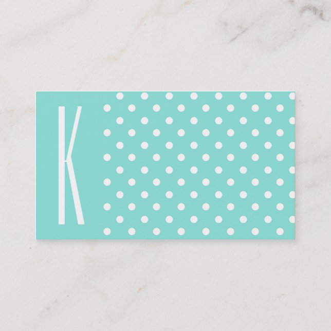 Carte De Visite Aqua Turquoise & Pois blancs (Dos)