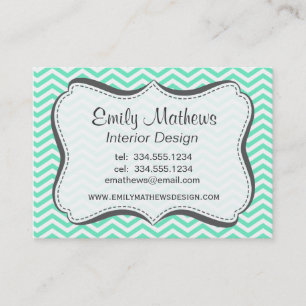 Carte De Visite Aquamarine Chevron ; zig zag
