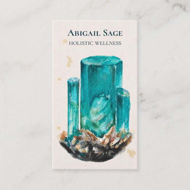 Carte De Visite Aquamarine Crystal Holistic Spirituel Yoga (Devant)