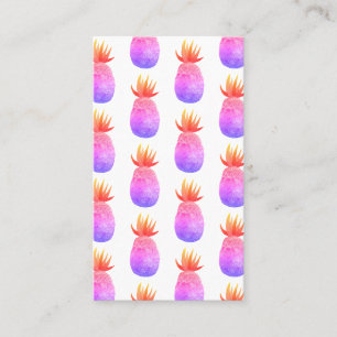 Carte De Visite Aquarelle à ananas tropical Motif rose violet