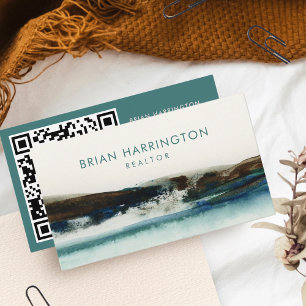 Carte De Visite Aquarelle à balayage de code QR Abstrait Artistiqu