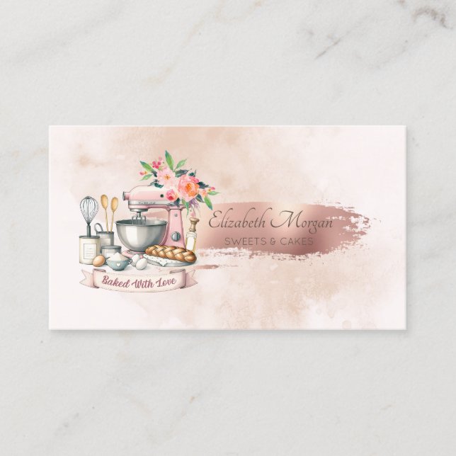 Carte De Visite Aquarelle à brosse à mélange floral (Devant)