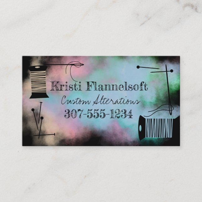 Carte De Visite Aquarelle à coudre les notions de couture couturiè (Devant)