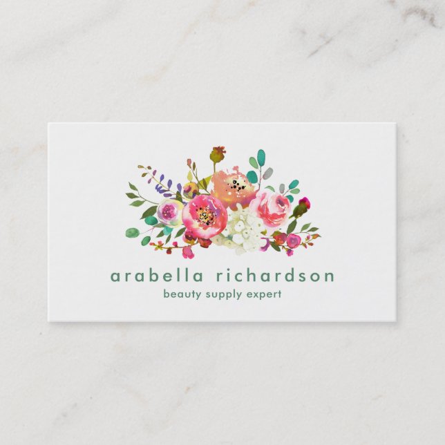 Carte De Visite Aquarelle à la mode florale (Devant)