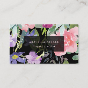 Carte De Visite Aquarelle   à la mode florale peinte à la main sur