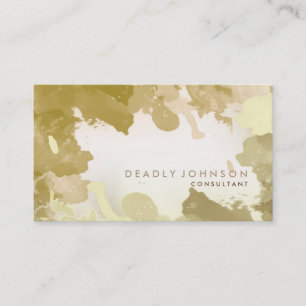 Carte De Visite Aquarelle Abstrait Elégant Cool Jaune Or