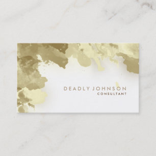 Carte De Visite Aquarelle Abstrait Elégant Cool Jaune Or