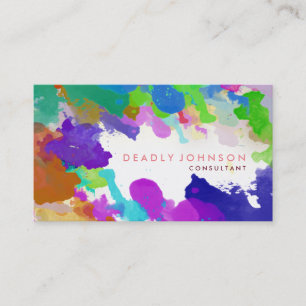 Carte De Visite Aquarelle Abstrait Élégant Cool multicolore rose