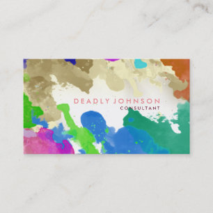 Carte De Visite Aquarelle Abstrait Élégant Cool multicolore rose