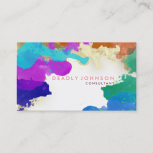 Carte De Visite Aquarelle Abstrait Élégant Cool multicolore rose