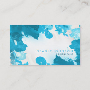 Carte De Visite Aquarelle Abstrait Elégant Cool Sky Blue