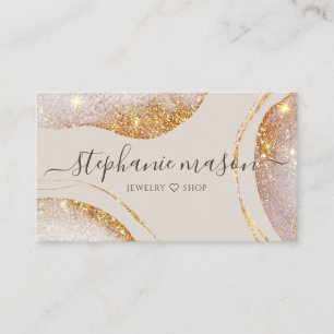 Carte De Visite Aquarelle Abstrait Paillettes D'or Moderne Luxe Ch
