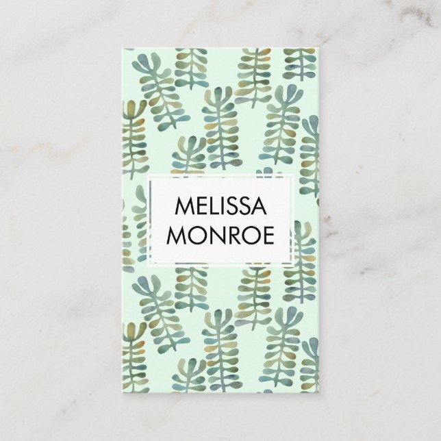 Carte De Visite Aquarelle Abstraite algues botaniques Nature Chic (Devant)
