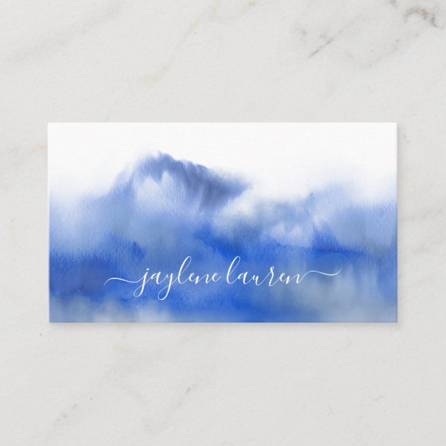 Carte De Visite Aquarelle Abstraite bleu marine (Devant)