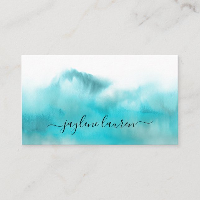 Carte De Visite Aquarelle Abstraite bleu turquoise (Devant)