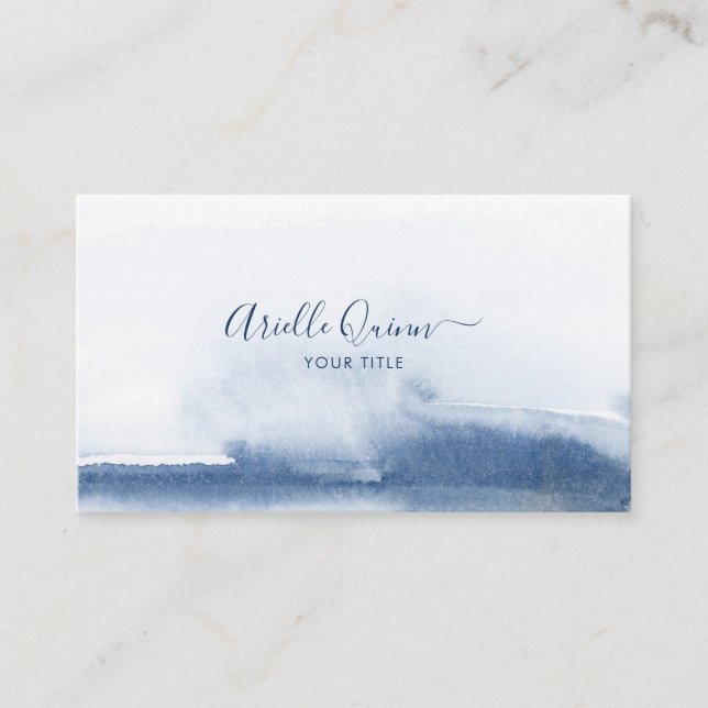 Carte De Visite Aquarelle Abstraite bleue du conseiller thérapeuti (Devant)