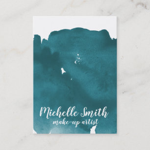 Carte De Visite Aquarelle Abstraite couleur turquoise trait de bro