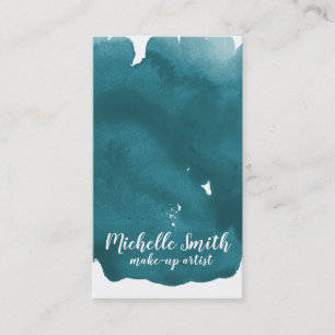 Carte De Visite Aquarelle Abstraite couleur turquoise trait de bro