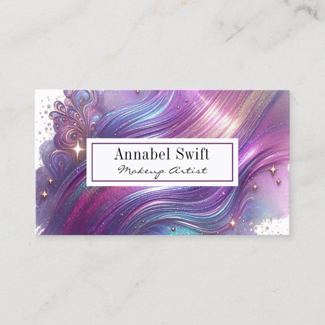 Carte De Visite Aquarelle Abstraite en or rose gras (Devant)