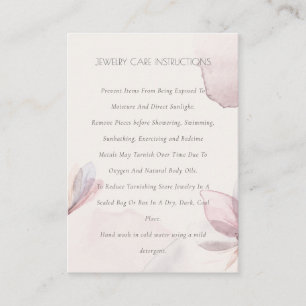 Carte De Visite Aquarelle Abstraite Floral Blush Bijoux