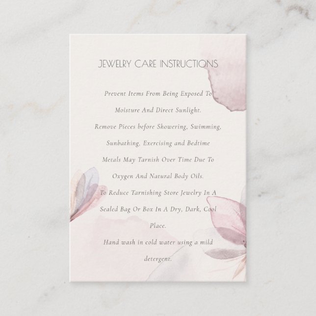 Carte De Visite Aquarelle Abstraite Floral Blush Bijoux (Devant)